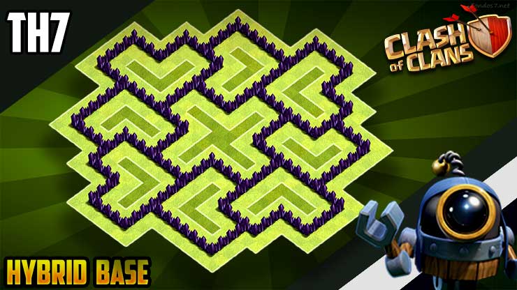 New Ultimate Th7 Hybrid Trophy Defense Base 19 Town Hall 7 Hybrid Base Design Clash Of Clans Dark Barbarian