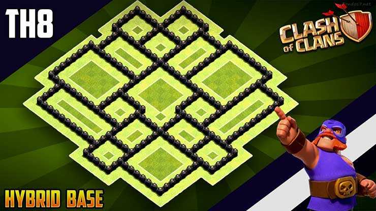 New Ultimate Th8 Hybrid Trophy Base 19 Coc Town Hall 8 Th8 Trophy Base Design Clash Of Clans Dark Barbarian