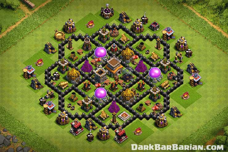 New Ultimate Th8 Hybrid Trophy Defense Base 19 Town Hall 8 Hybrid Base Design Clash Of Clans Dark Barbarian