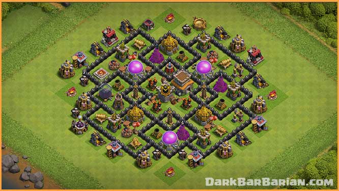 New Ultimate Th8 Hybrid Trophy Base Coc Town Hall 8 Th8 Trophy Base Design Clash Of Clans Dark Barbarian