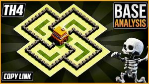 Town Hall 4 (TH4) Hybrid/Trophy Base layout coc 2020