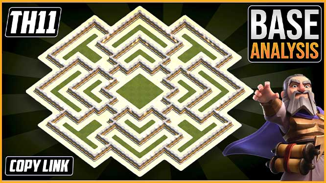 Town Hall 11 (TH11) Hybrid/Trophy Base layout coc 2020