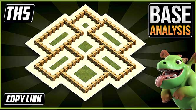 Town Hall 5 (TH5) Hybrid/Trophy Base layout coc 2021