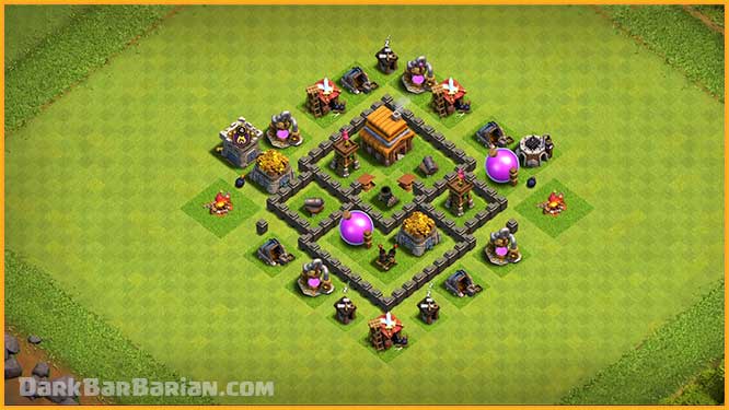 Clash Of Clans Town Hall 4 Layout