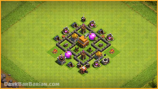 Clash Of Clans Town Hall 4 Layout